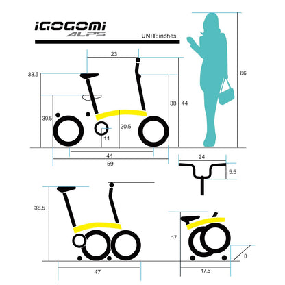 IGOGOMI Alps 3 folding 3-Speed Electric Bicycles (yellow)
