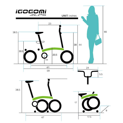 IGOGOMI Alps 3 folding 3-Speed Electric Bicycles (green)